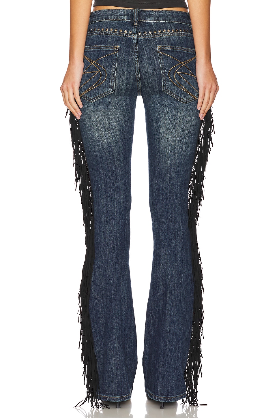 Dark Wash Fringe Jeans