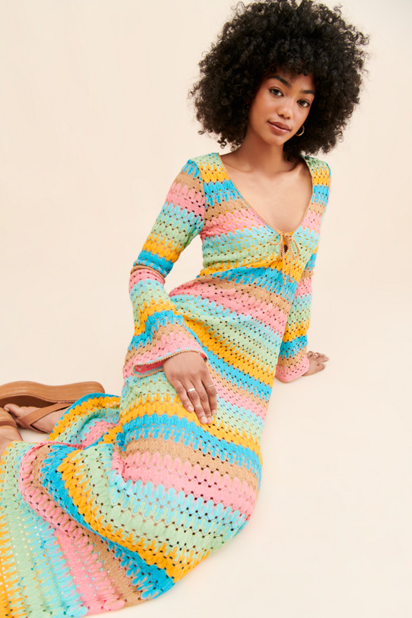 Holiday Striped Crochet Cover-up