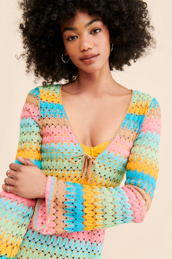 Holiday Striped Crochet Cover-up