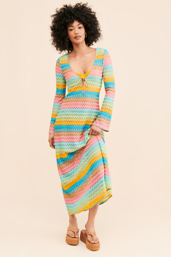 Holiday Striped Crochet Cover-up