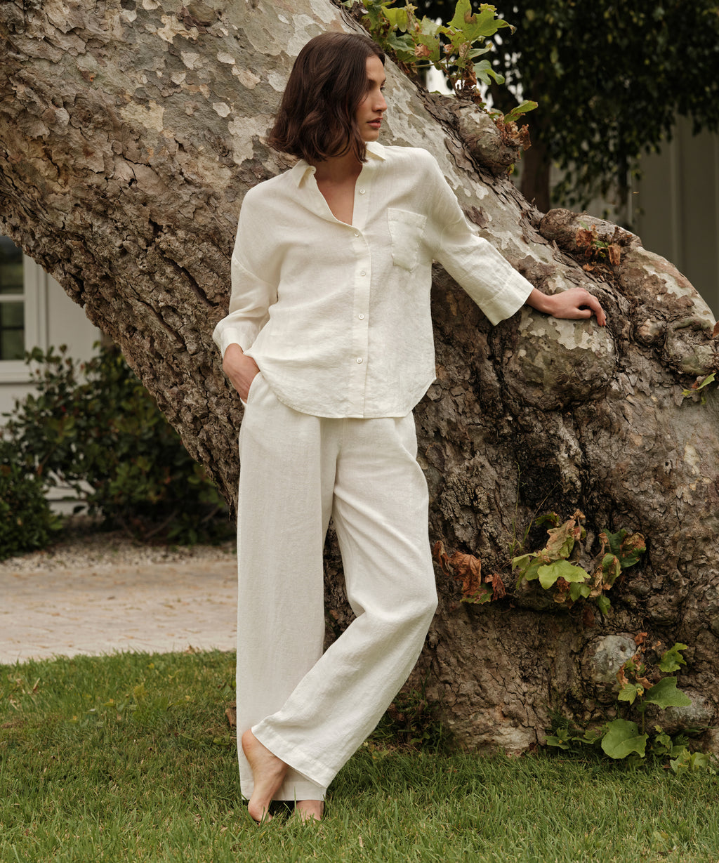 Linen shirt and trousers suit