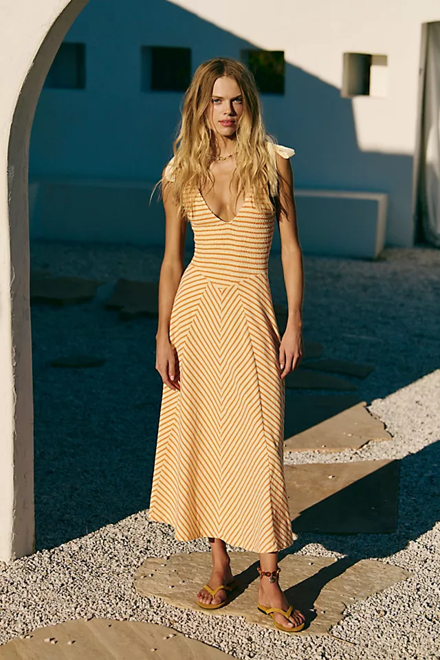 Knitted Striped Midi Dress