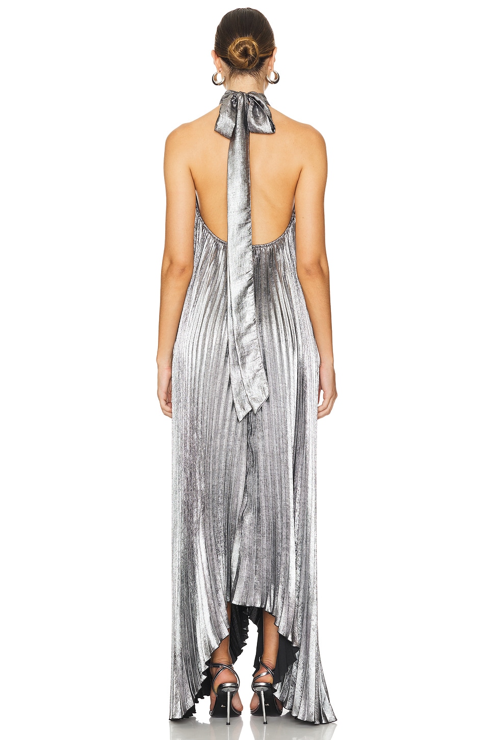 Velvet pleated maxi opera gown