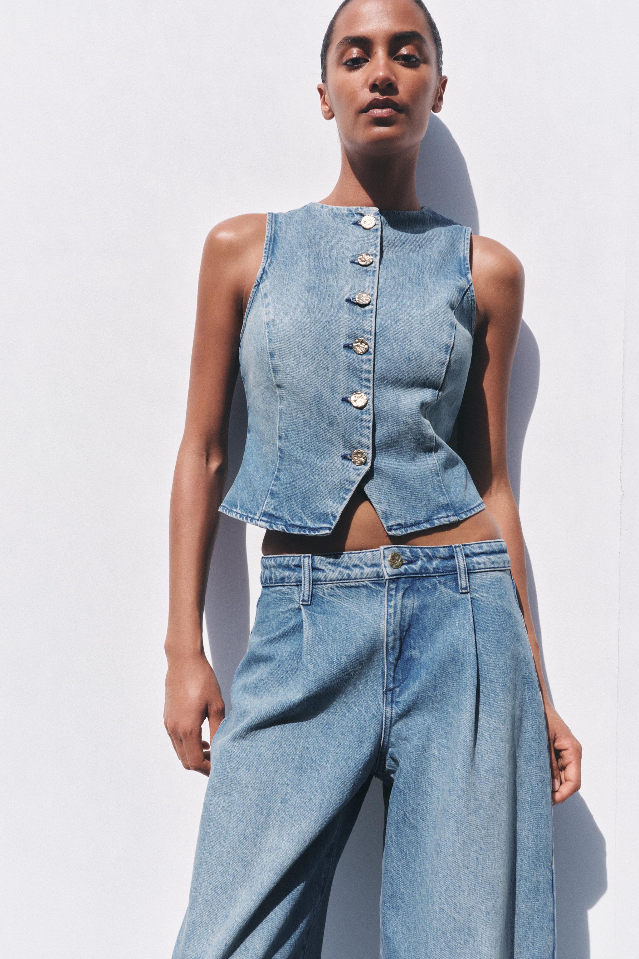 Western Washed Denim Vest Jeans