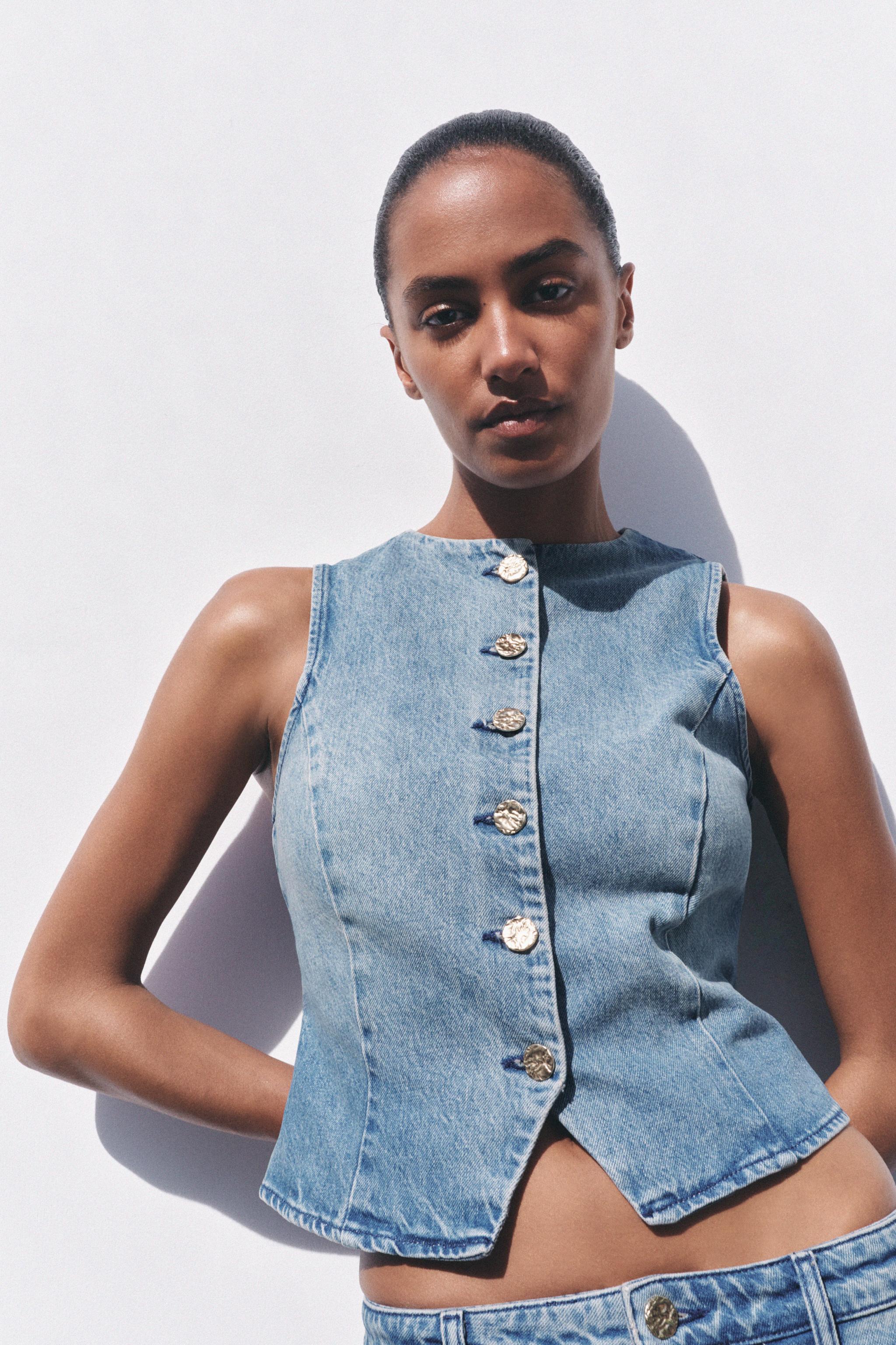 Western Washed Denim Vest Jeans