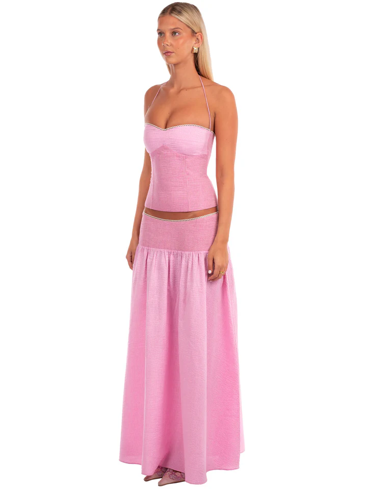 Glam Halter Neck Corset Top & Maxi Skirt Set