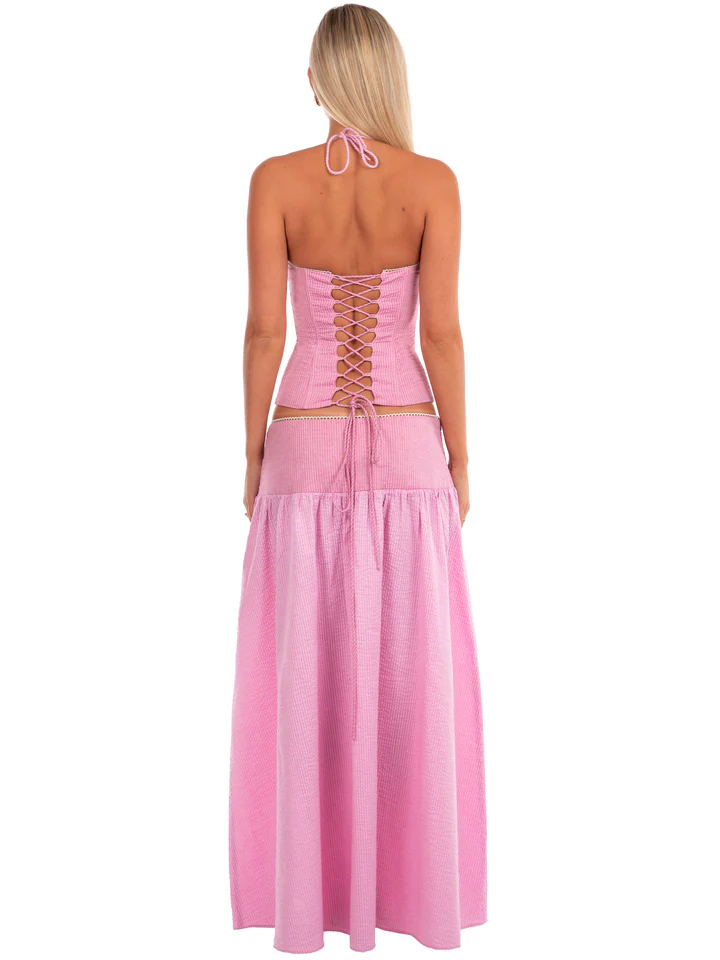 Glam Halter Neck Corset Top & Maxi Skirt Set