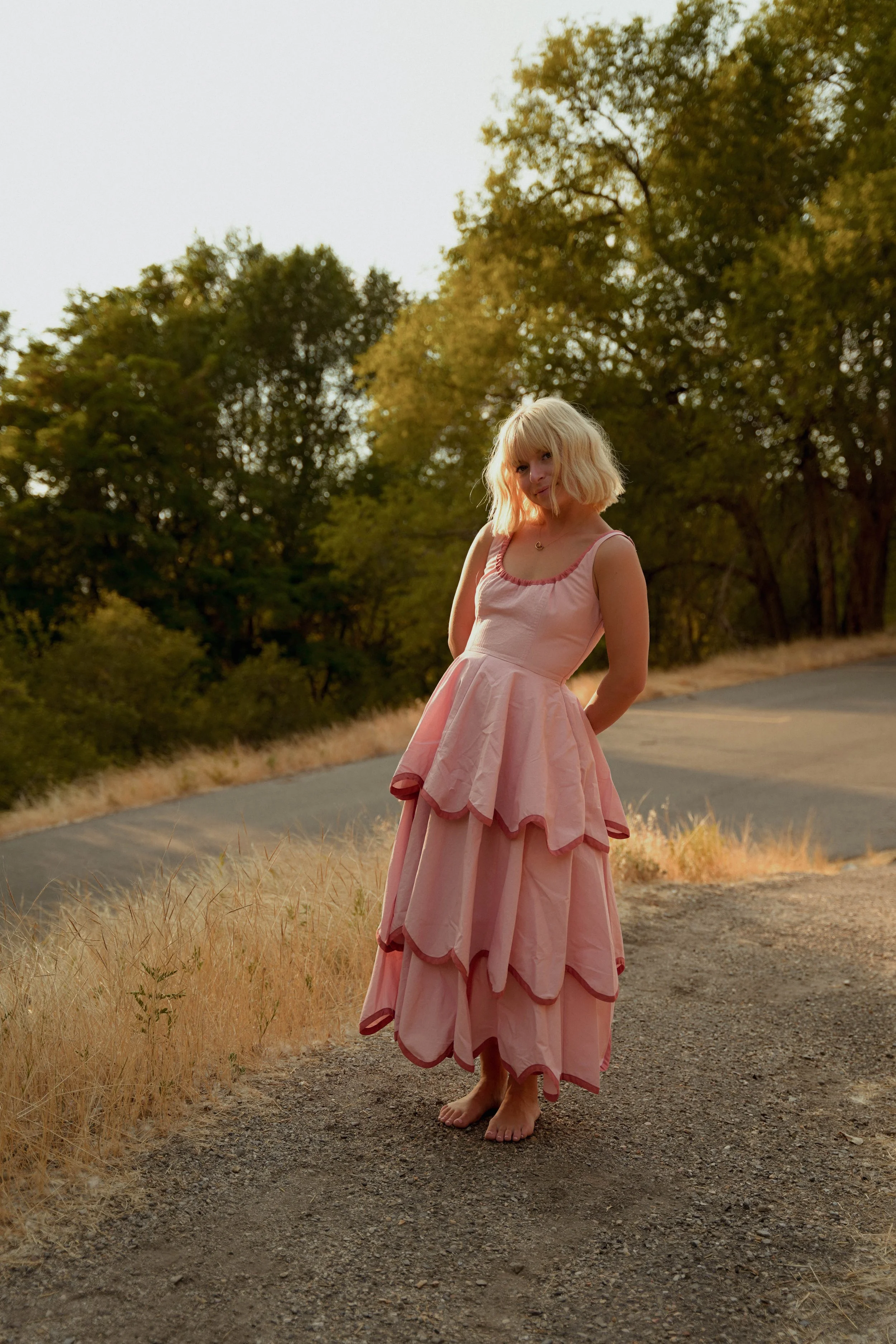 Sophisticated Tiered Contrast Trim Dress