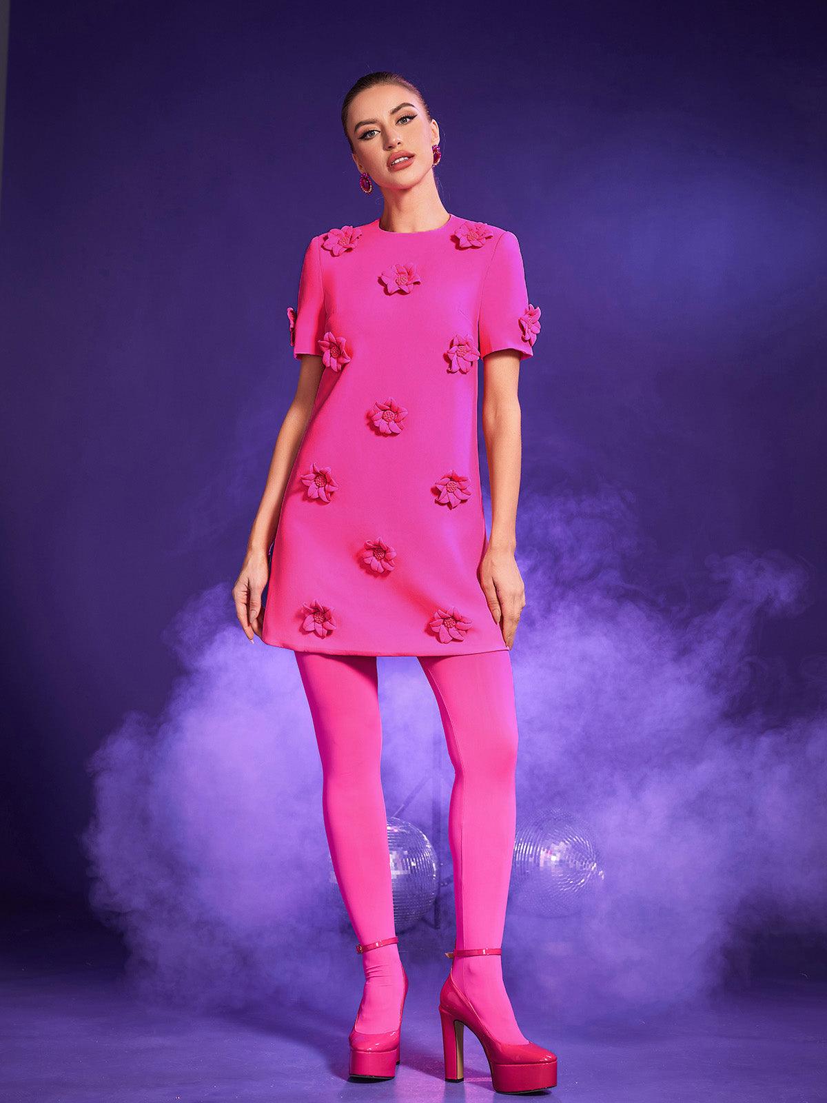 Dashiell Short Sleeve Floral Embellished Mini Dress - Mew Mews