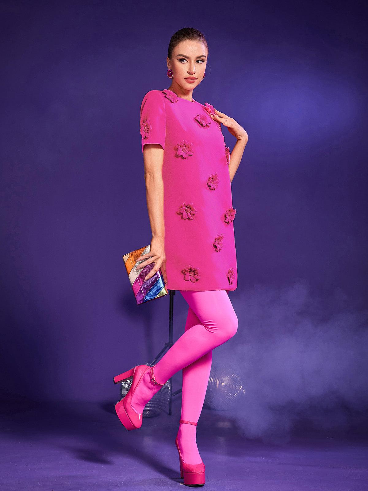 Dashiell Short Sleeve Floral Embellished Mini Dress - Mew Mews