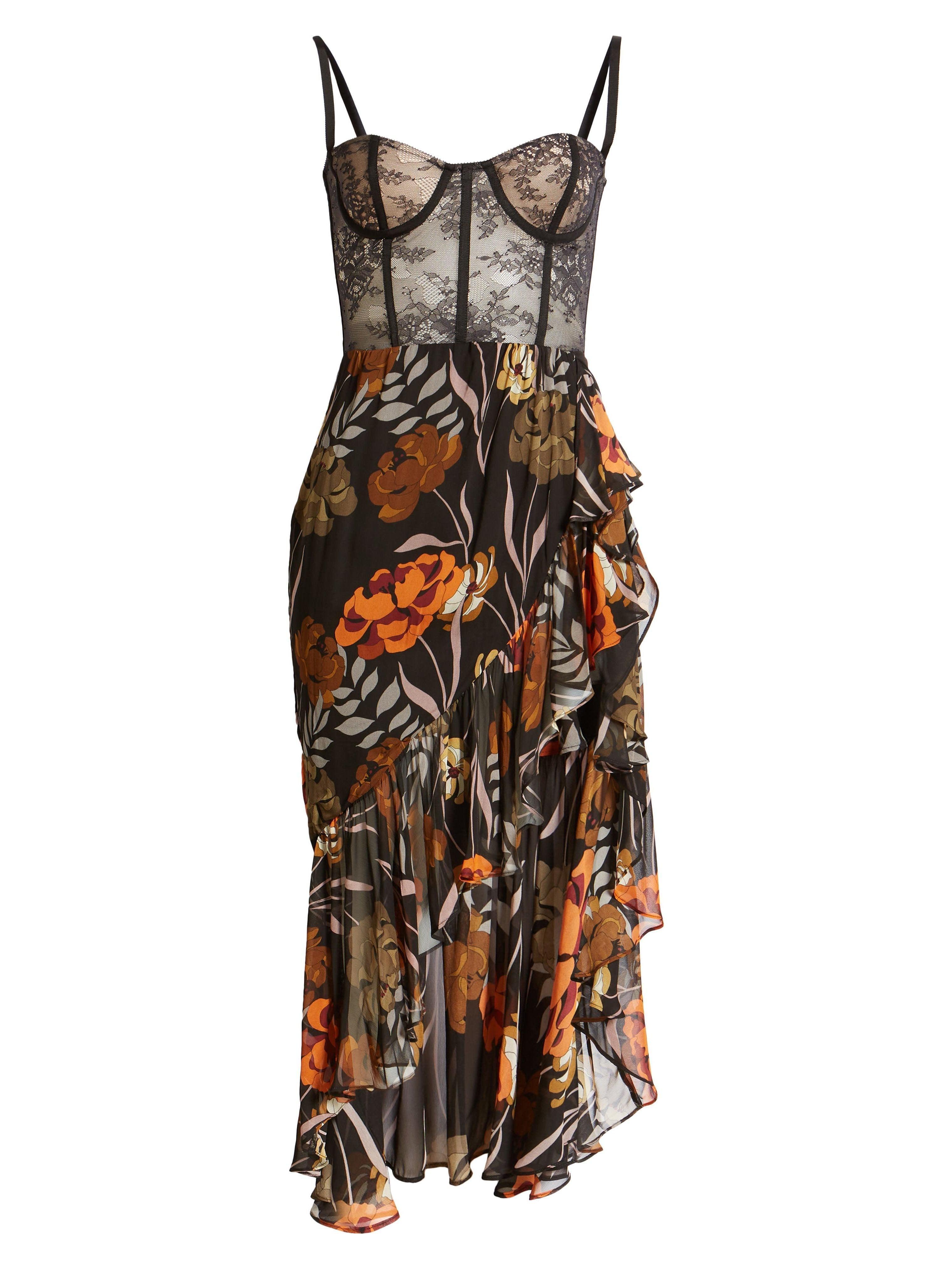 Deborah Mesh Floral Midi Dress - Mew Mews