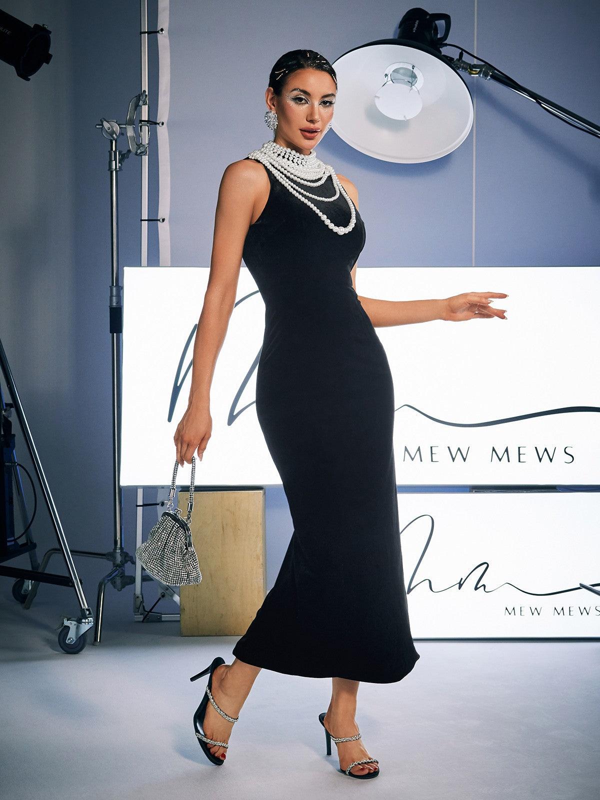 Dustin High Neck Pearl Embellished Maxi Dress - Mew Mews