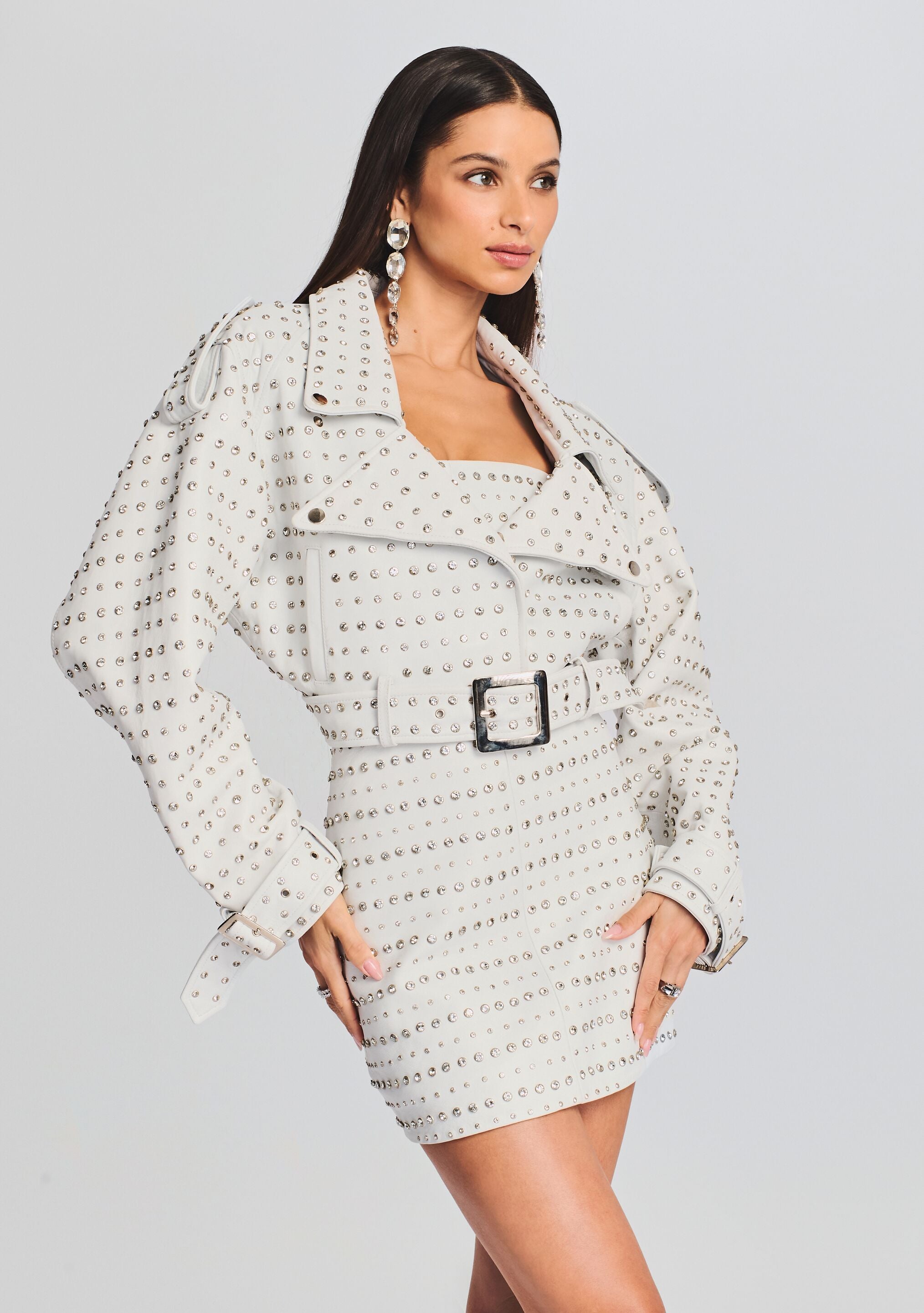 Mora Embellished Leather Jacket-CALLISTARI