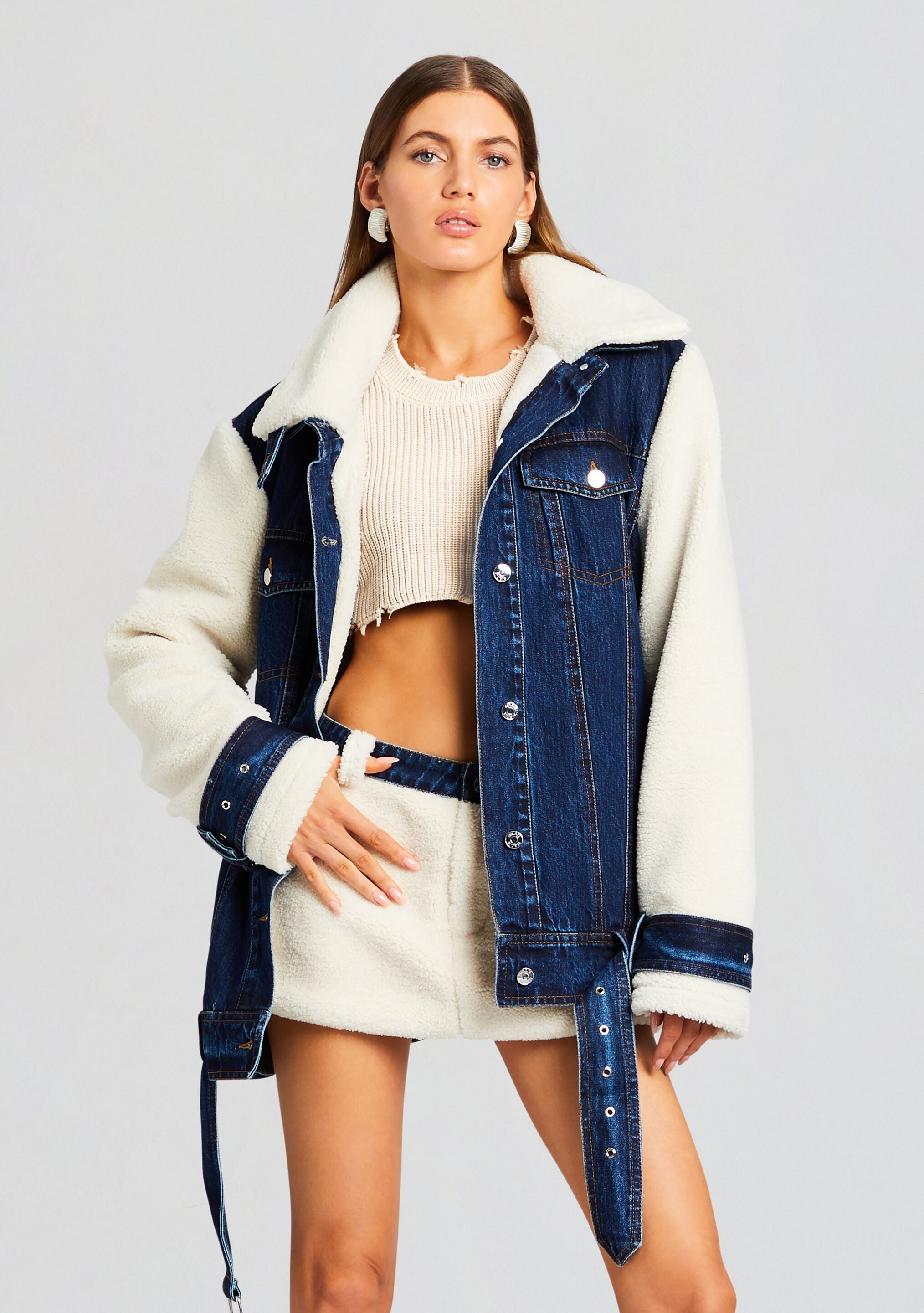 Mink Teddy Denim Jacket-CALLISTARI