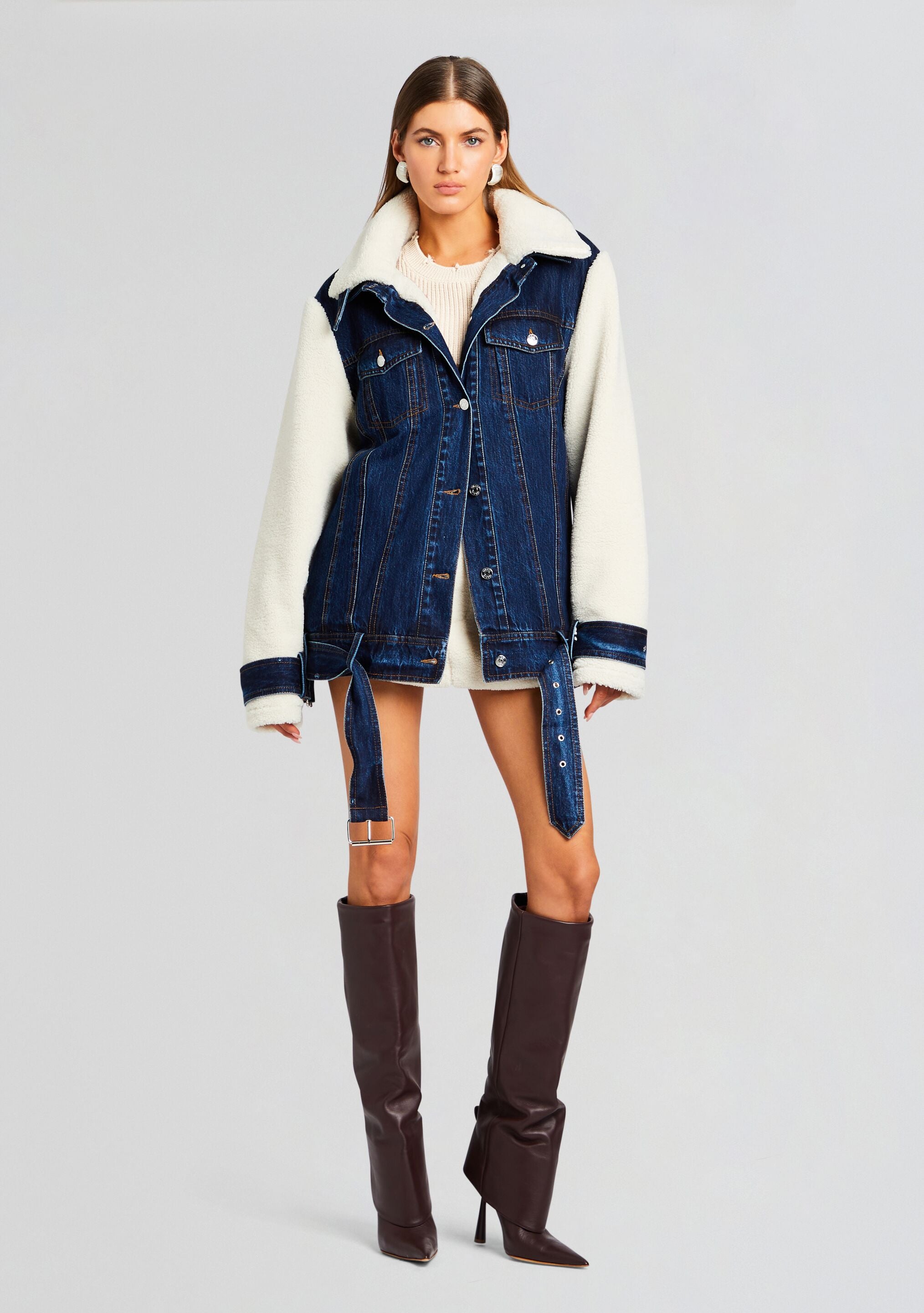 Mink Teddy Denim Jacket-CALLISTARI