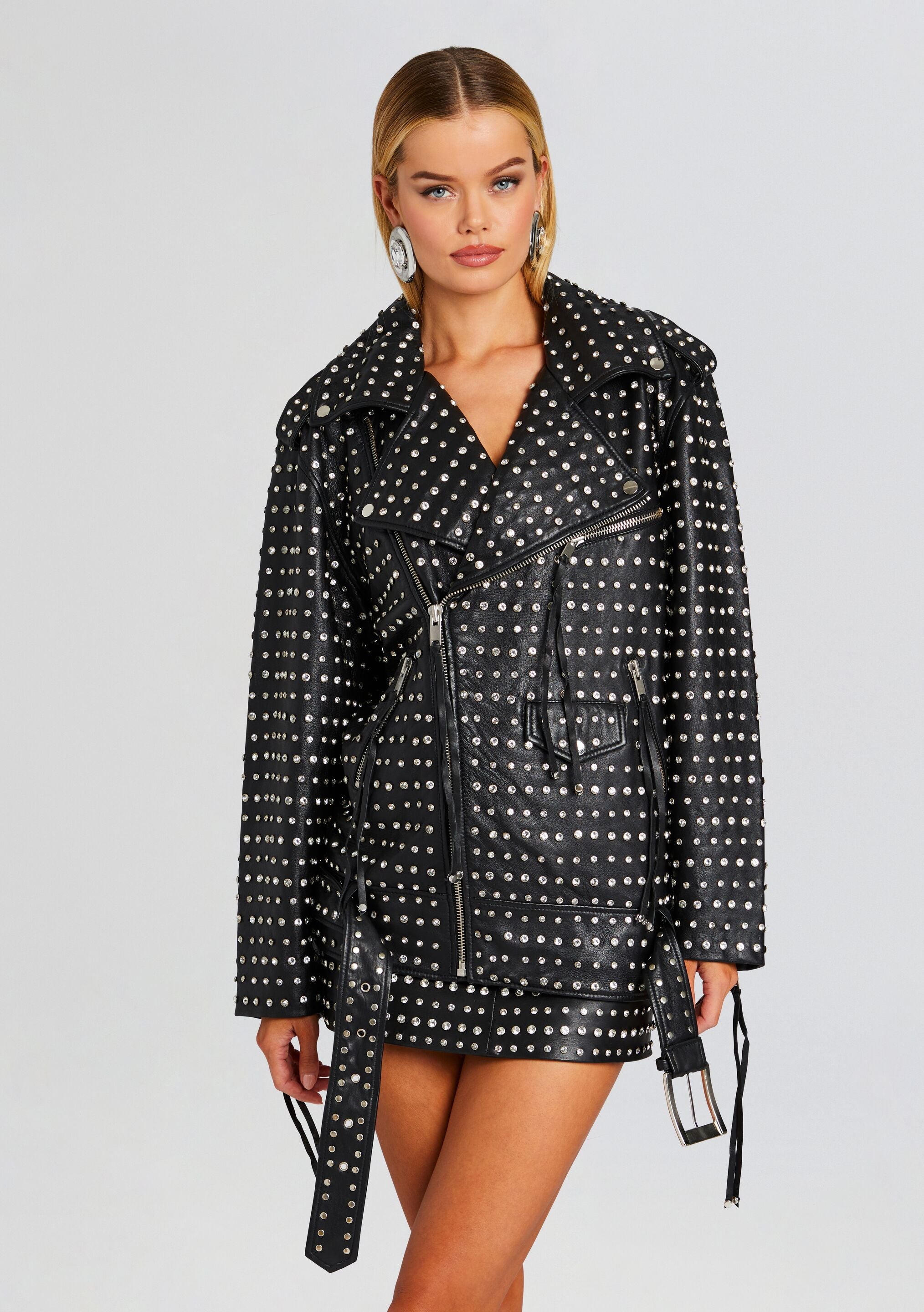 Icon Embellished Leather Jacket-CALLISTARI