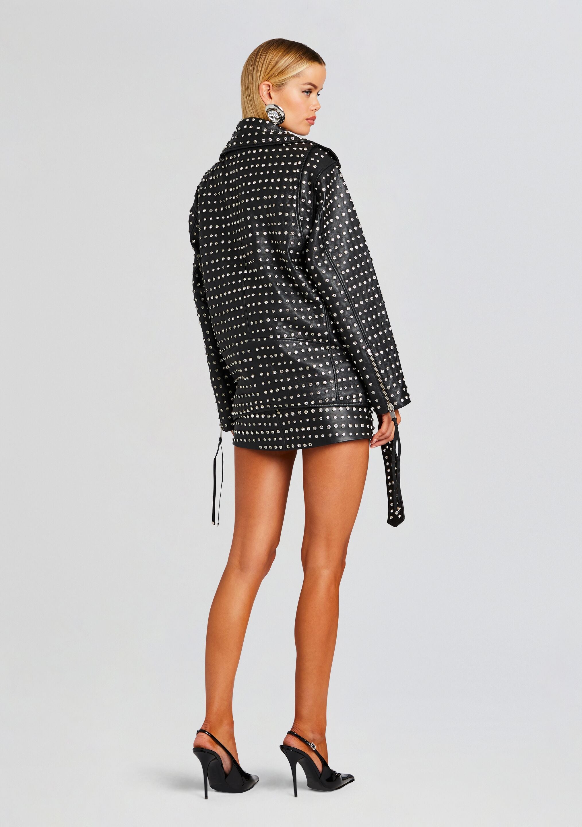 Icon Embellished Leather Jacket-CALLISTARI