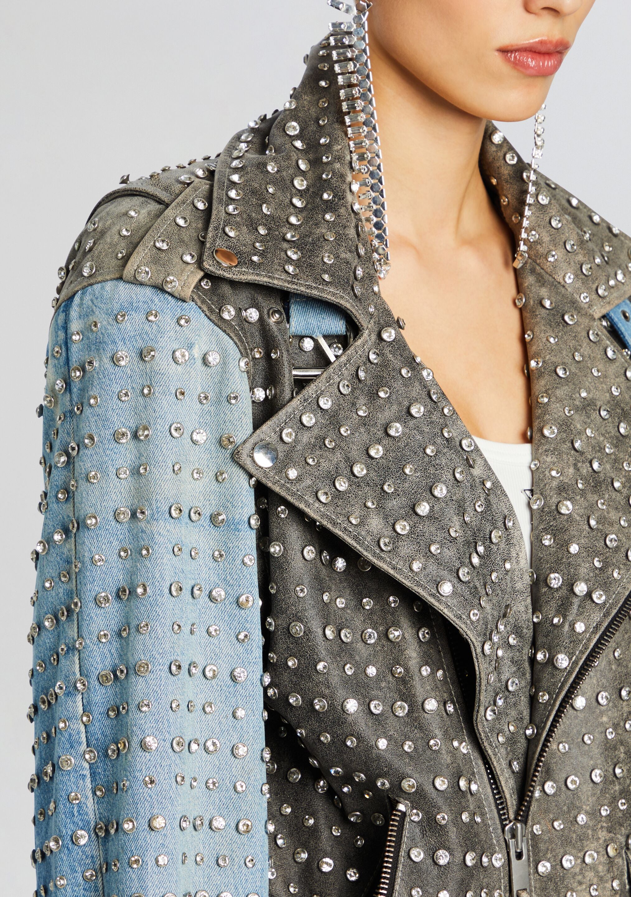 Rebel Embellished Leather Jacket-CALLISTARI