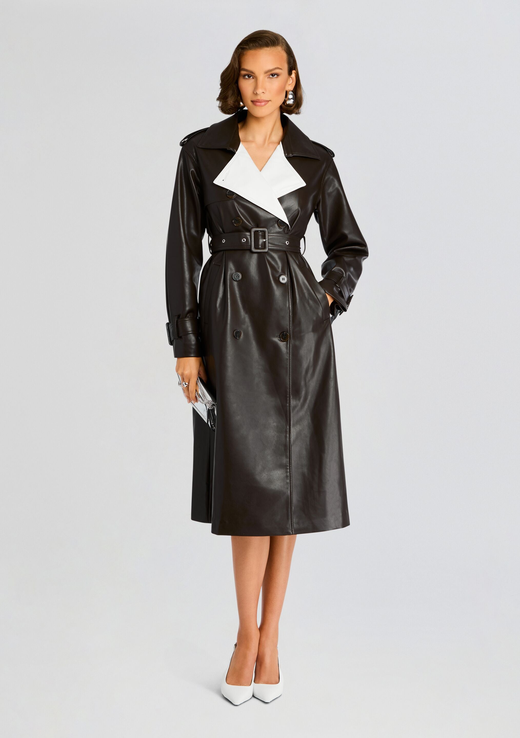Estelle Vegan Leather Trench Coat-CALLISTARI