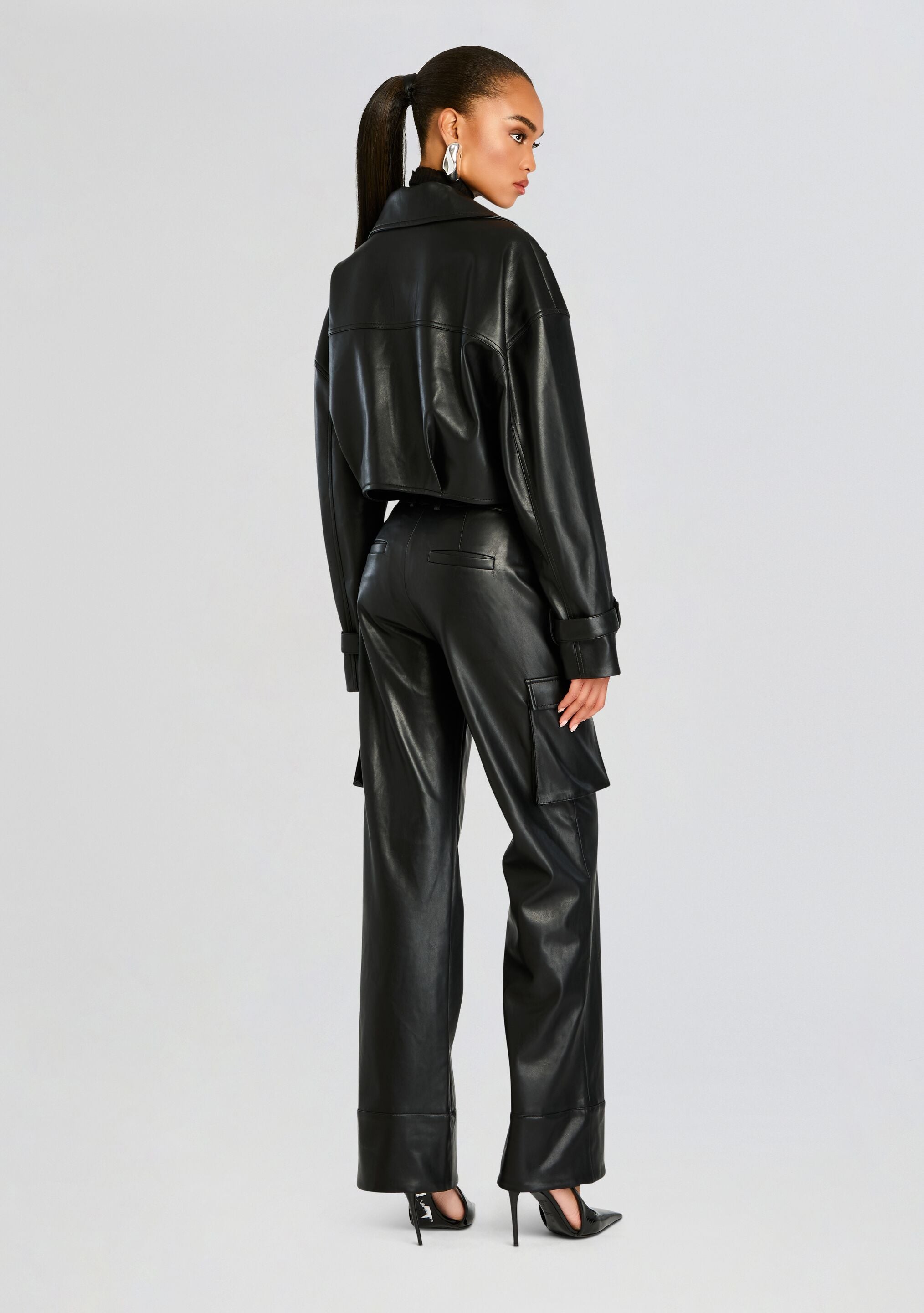 Koda Vegan Leather Cropped Trench-CALLISTARI