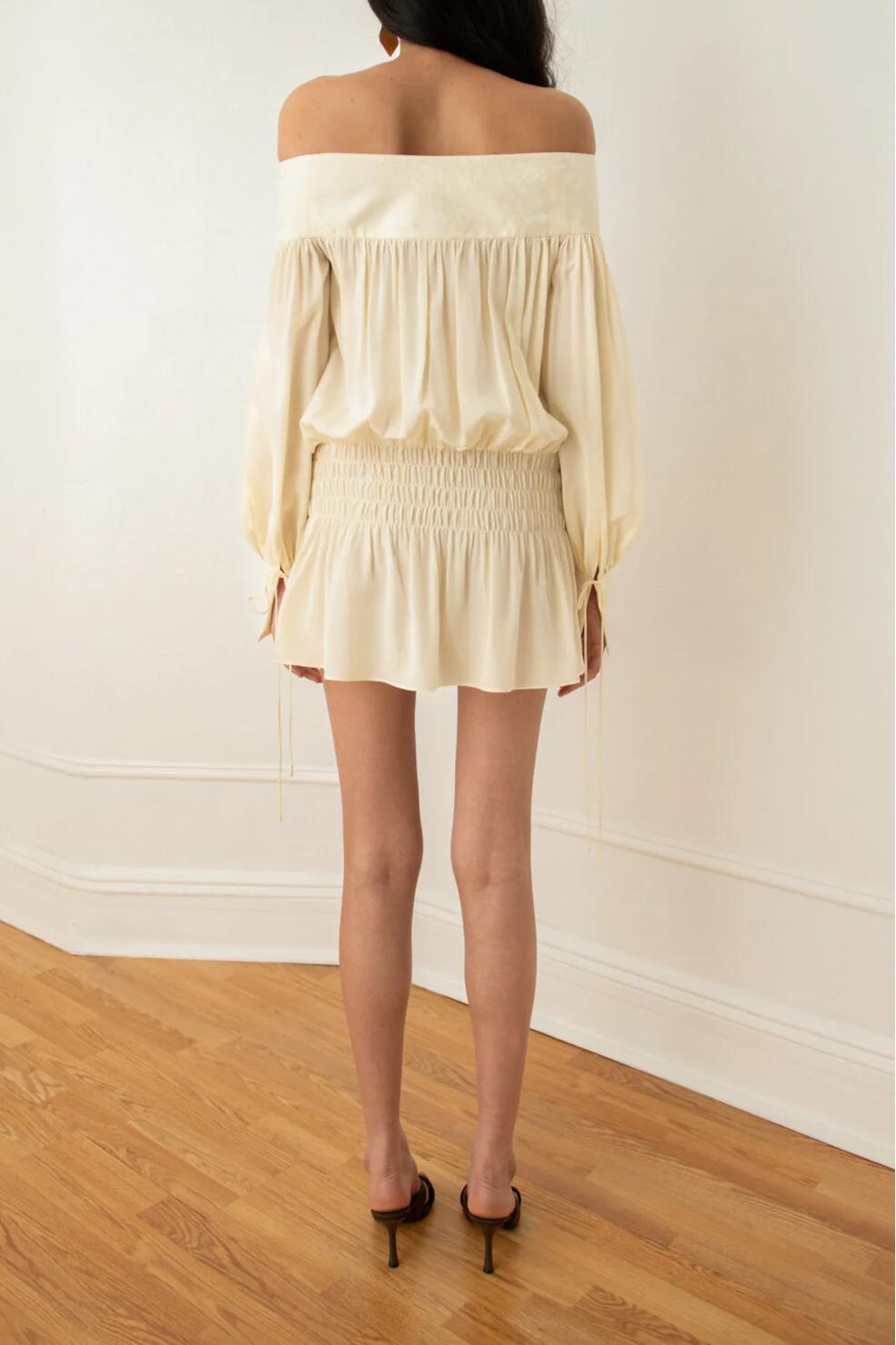 Creamy Off Shoulder Dress-aritzao