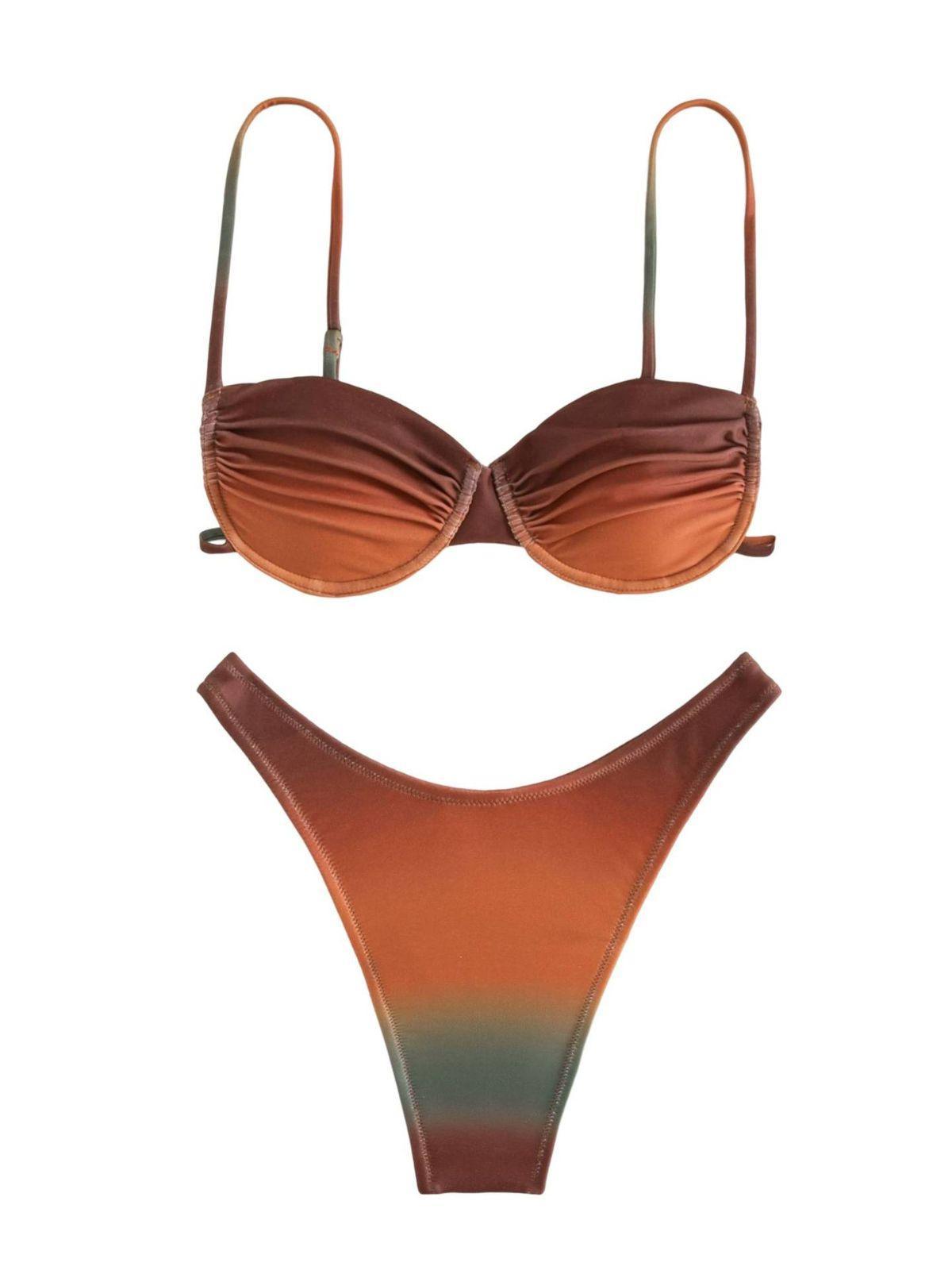 Eva Ombre Ombre Bikini Two Piece Set In Coffee - Mew Mews