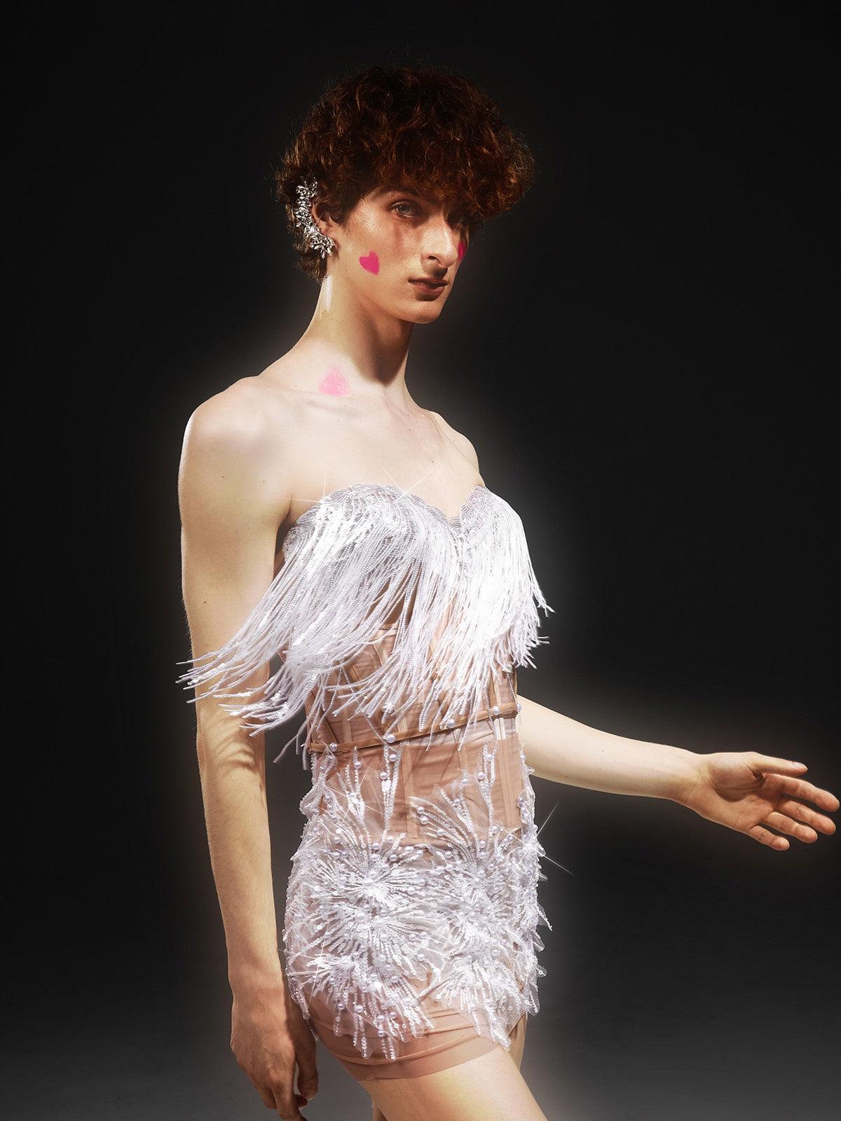 Gadiel Strapless Sequin Corset Mesh Dress - Mew Mews