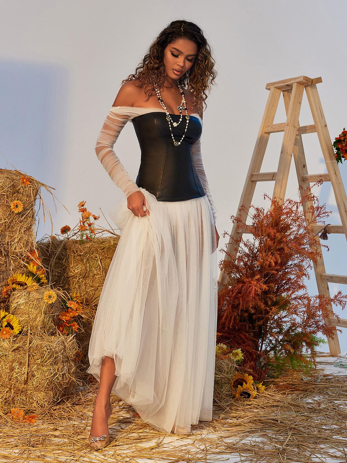 Gasira Patchwork Tulle Maxi Dress - Mew Mews