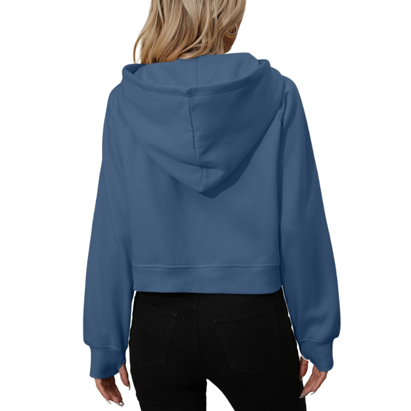 Half Zip Fleece Short Chic Pullover Hoodie-CALLISTARI