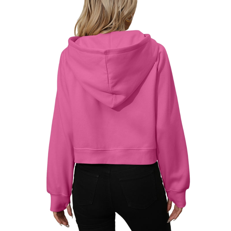 Half Zip Fleece Short Chic Pullover Hoodie-CALLISTARI
