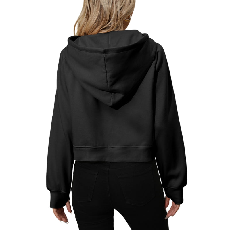 Half Zip Fleece Short Chic Pullover Hoodie-CALLISTARI