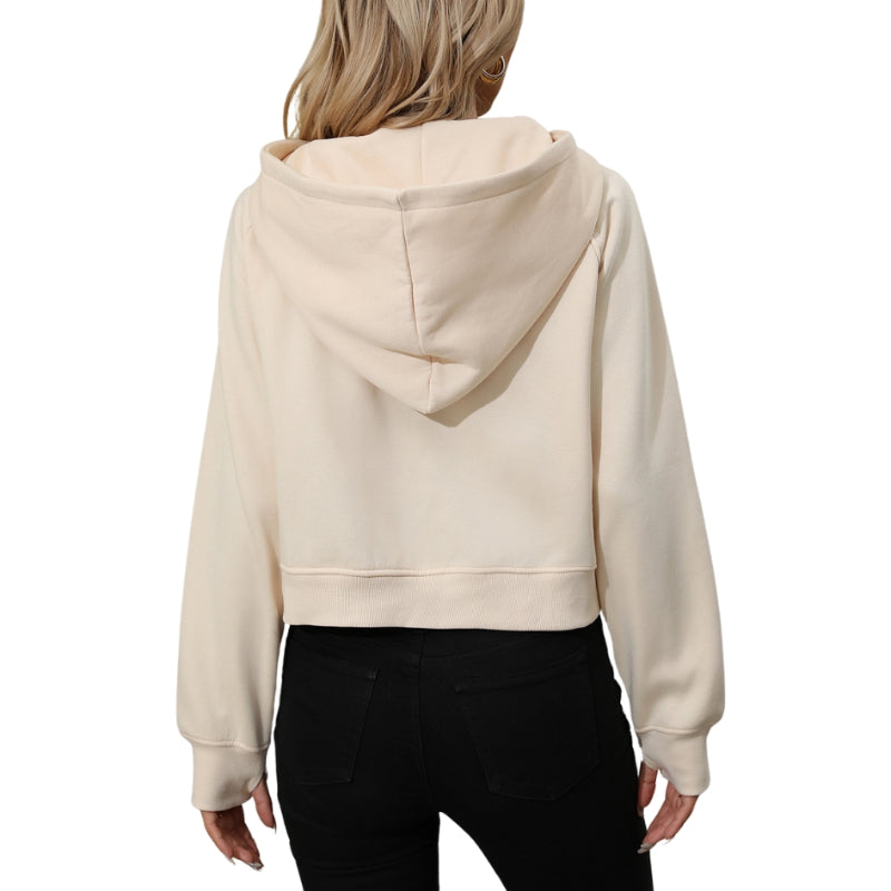 Half Zip Fleece Short Chic Pullover Hoodie-CALLISTARI