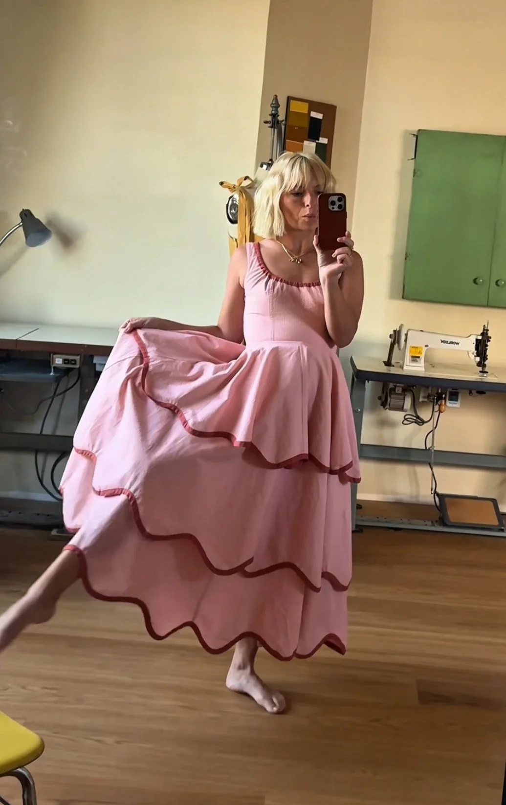 Sophisticated Tiered Contrast Trim Dress