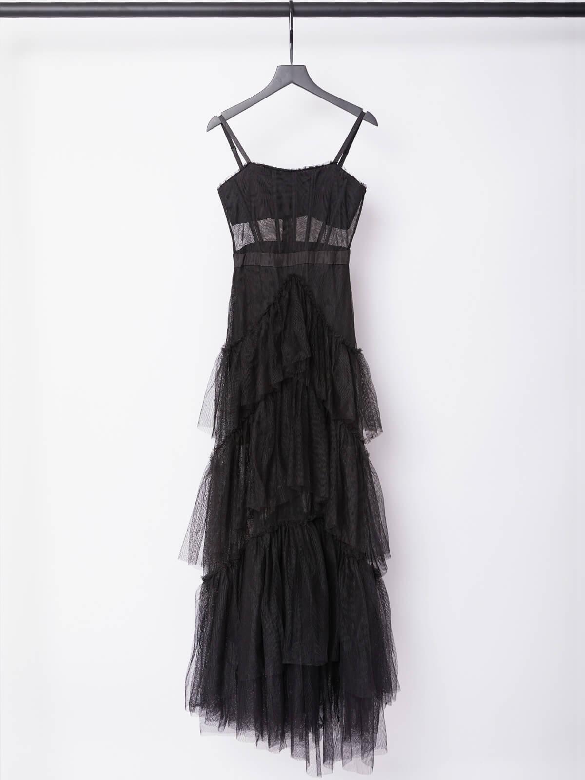 Inaya Mesh Maxi Dress In Black - Mew Mews