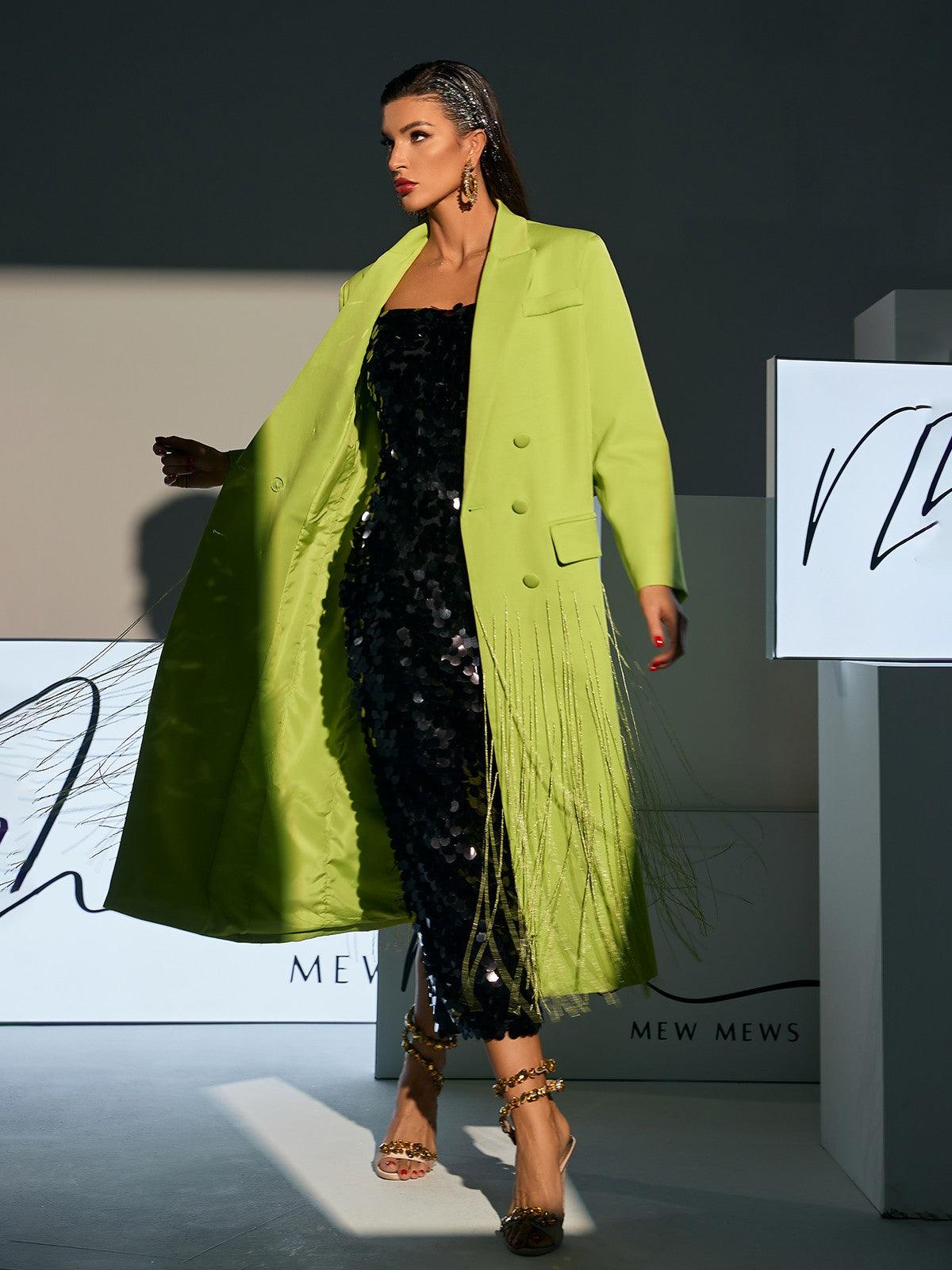 Inigo Crystal Fringe Blazer Coat - Mew Mews