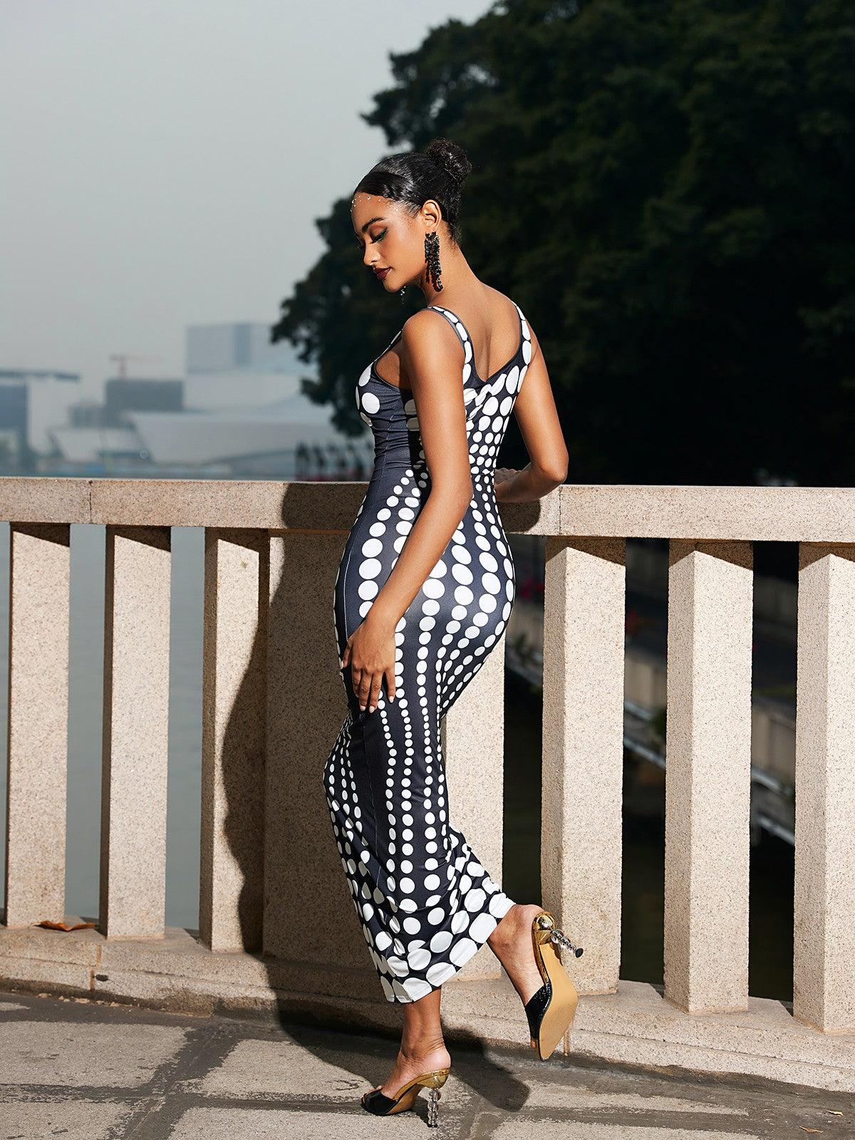 Ishi Dot Printed Maxi Dress In White - Mew Mews