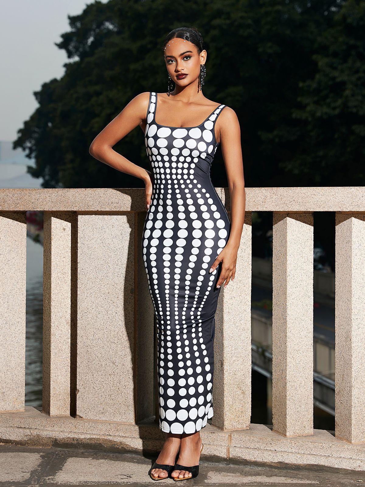 Ishi Dot Printed Maxi Dress In White - Mew Mews