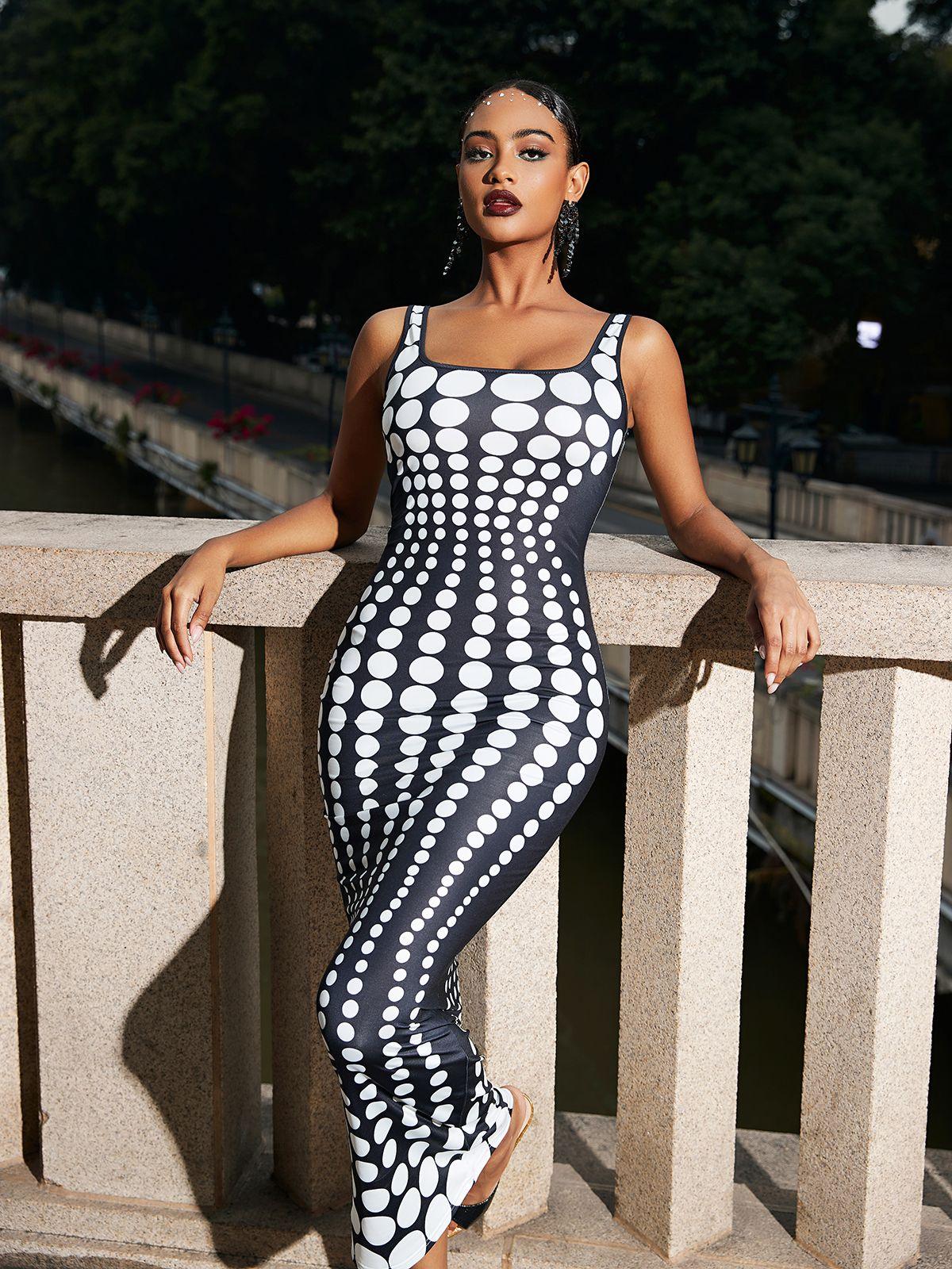 Ishi Dot Printed Maxi Dress In White - Mew Mews