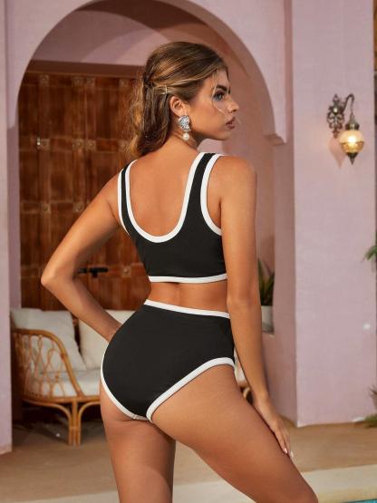 Jacoby Button Bikini Two Piece Set In Black - Mew Mews