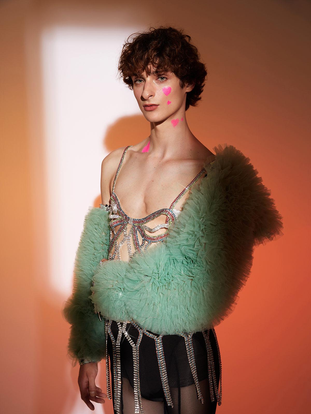 Jasiel Ruched Tulle Shrug - Mew Mews