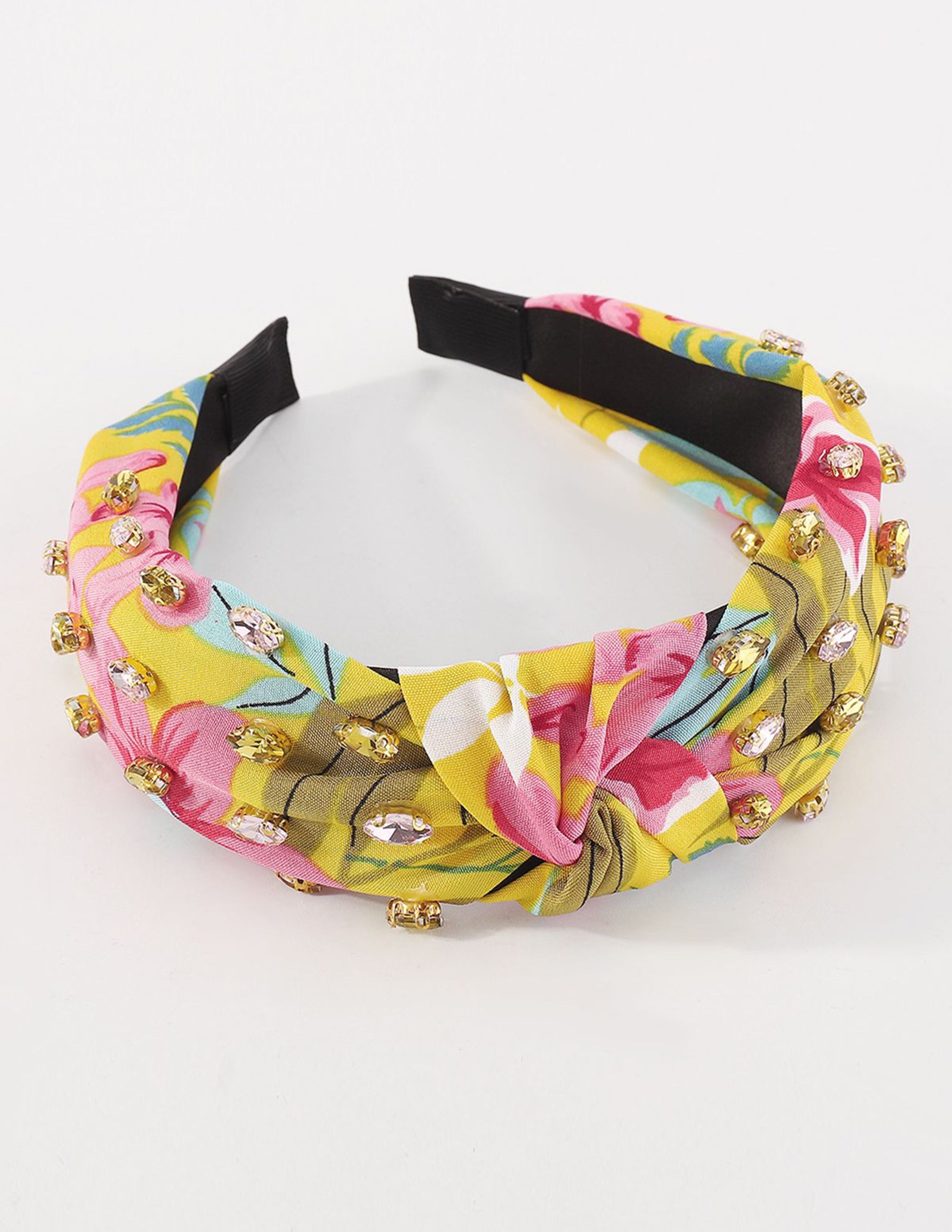 Knotted Floral Rhinestone Headband-CALLISTARI