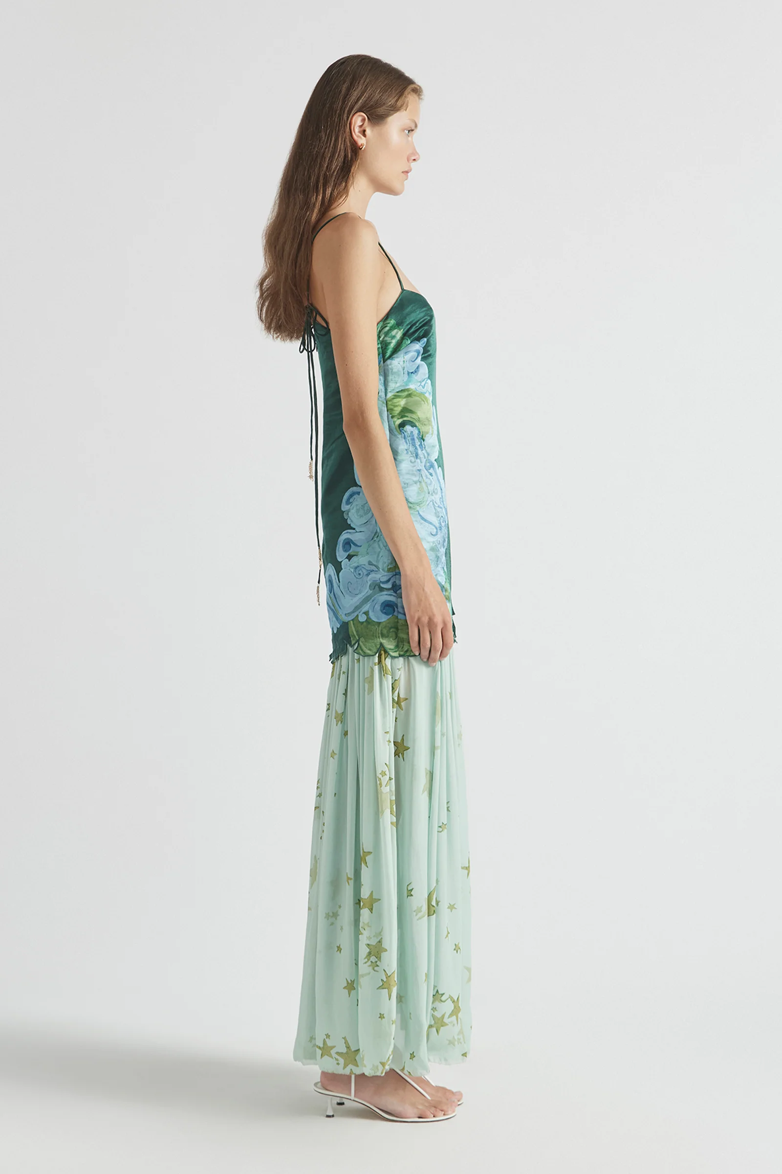 Glam Tiered Artistic Print Maxi Dress