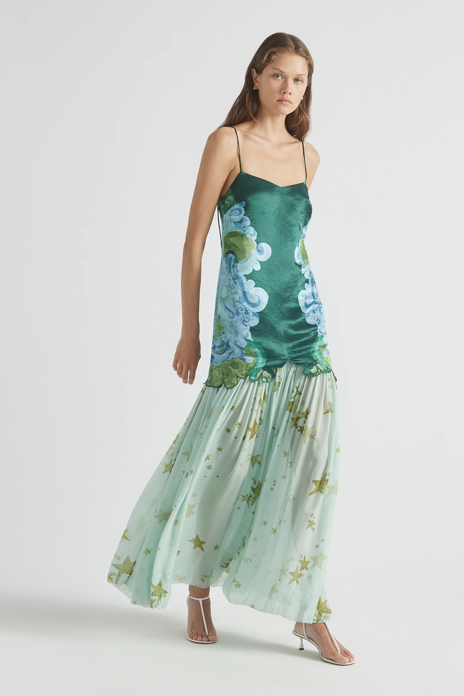 Glam Tiered Artistic Print Maxi Dress