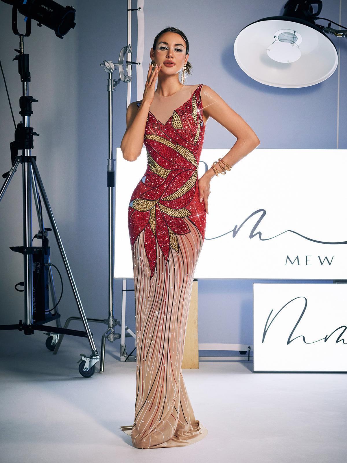 Leofric Crystal Pearl Embellished Maxi Dress - Mew Mews