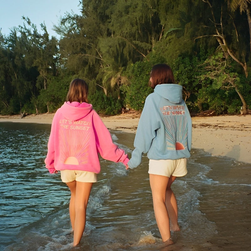 Lets Watch The Sunset Printed Thermal Hoodie-CALLISTARI