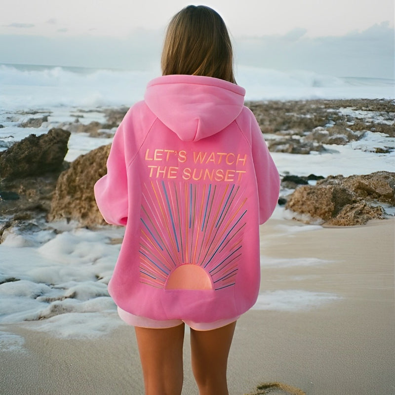 Lets Watch The Sunset Printed Thermal Hoodie-CALLISTARI