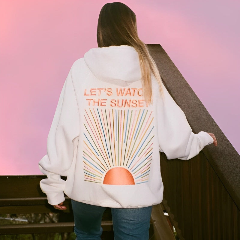 Lets Watch The Sunset Printed Thermal Hoodie-CALLISTARI