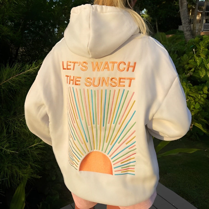 Lets Watch The Sunset Printed Thermal Hoodie-CALLISTARI