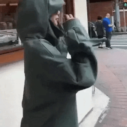 Letter Box Pocket Knit Frog Hoodie-CALLISTARI