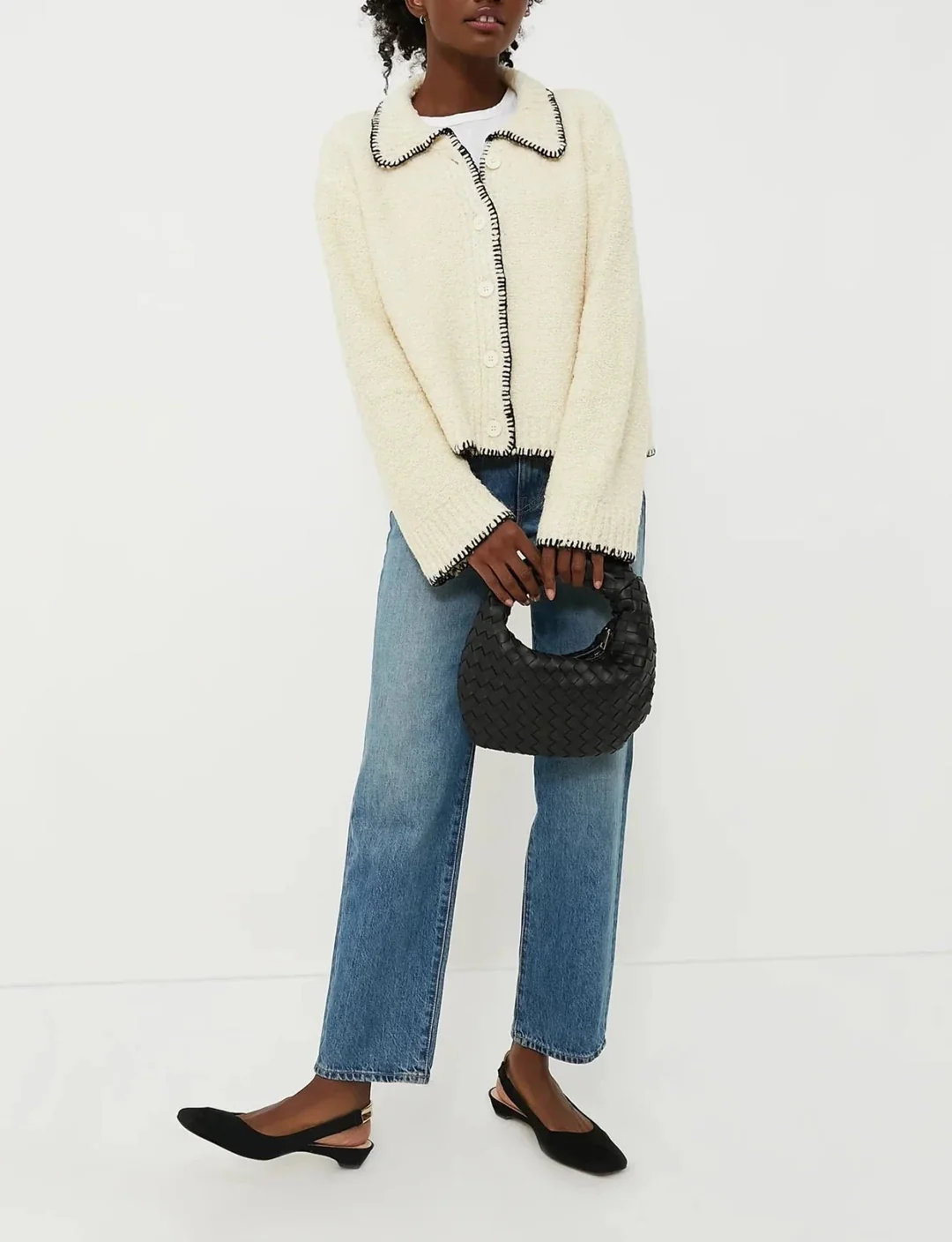 Elegant Vintage Contrast - Trim Knit Cardigan